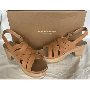 New! Zuzii clog wood heeled strapped buckle Sandal EU 38 7.5 MSRP $175